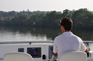 Roberto on his Yacht and the serene backwaters of Aldona river